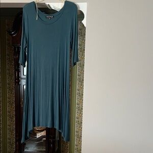 Teal Asymmetrical Hem Dress